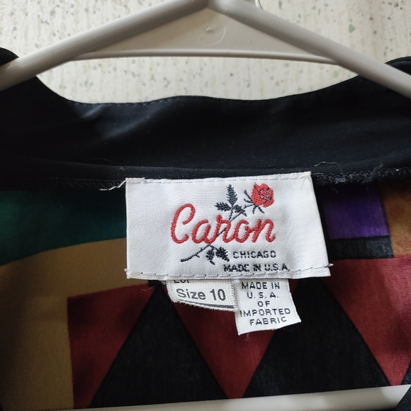 Vintage Caron Chicago Abstract Blouse Long sleeves Aztec Size 10 USA Clean - Picture 2 of 10
